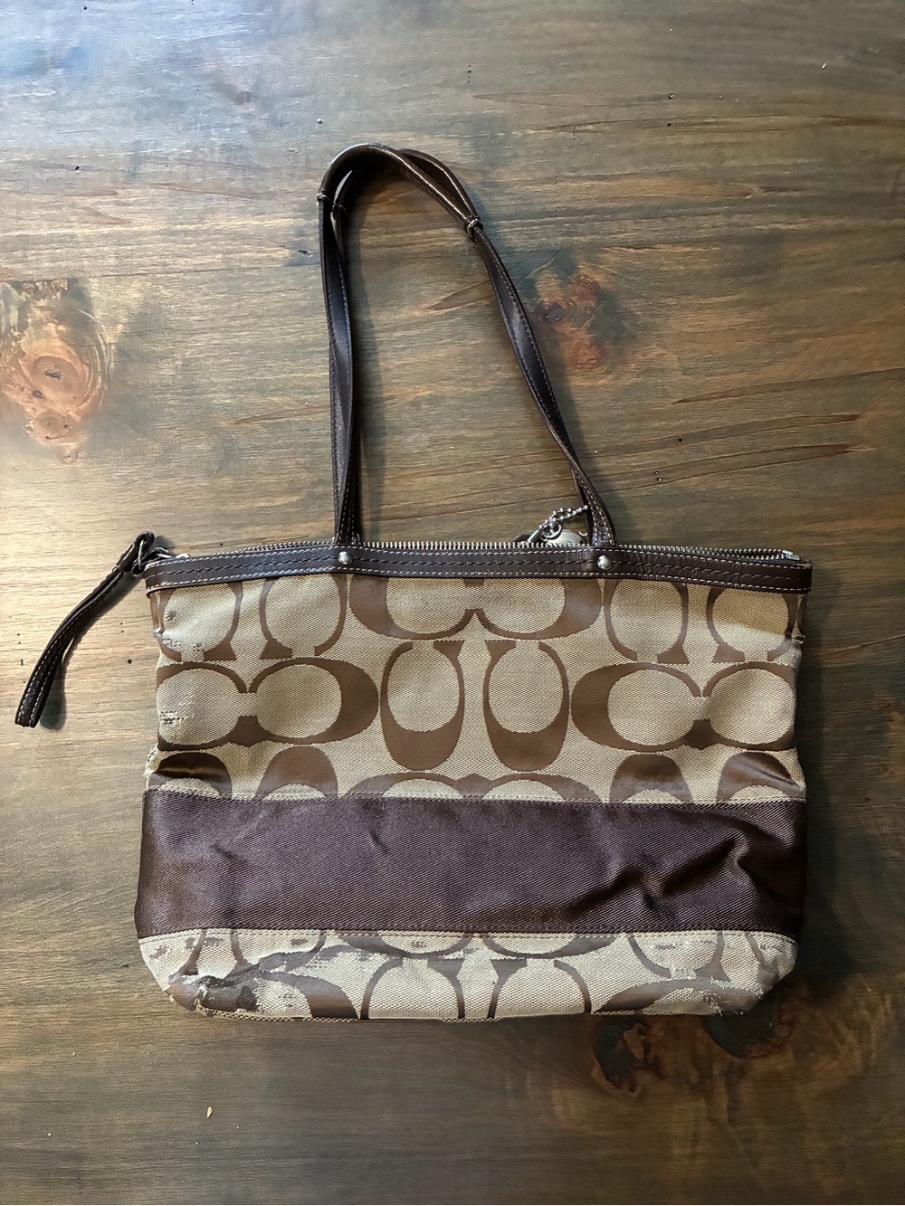 Brown Signature-Pattern Tote Bag